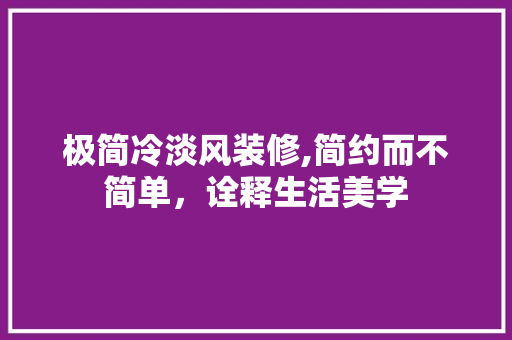极简冷淡风装修,简约而不简单，诠释生活美学