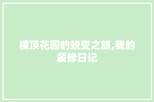 楼顶花园的蜕变之旅,我的装修日记