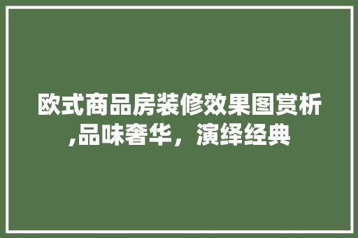 欧式商品房装修效果图赏析,品味奢华，演绎经典