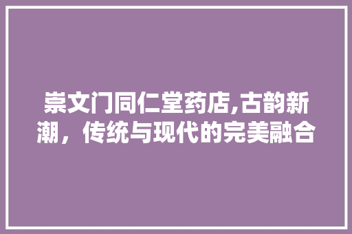 崇文门同仁堂药店,古韵新潮，传统与现代的完美融合