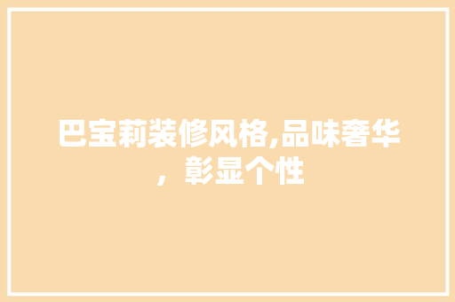 巴宝莉装修风格,品味奢华，彰显个性