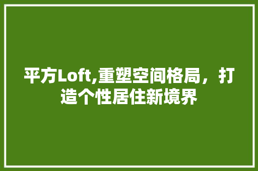 平方Loft,重塑空间格局，打造个性居住新境界