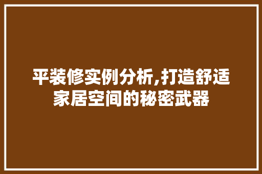平装修实例分析,打造舒适家居空间的秘密武器
