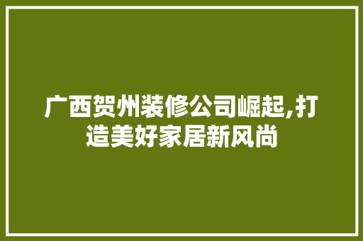 广西贺州装修公司崛起,打造美好家居新风尚