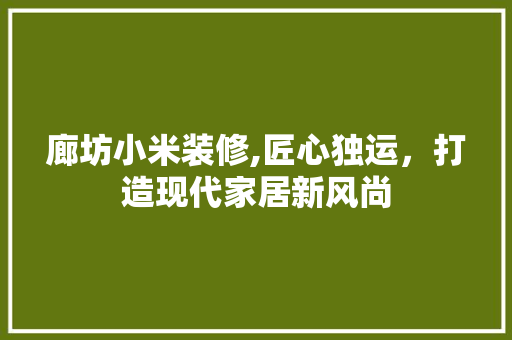 廊坊小米装修,匠心独运，打造现代家居新风尚