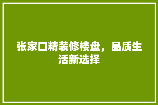 张家口精装修楼盘，品质生活新选择
