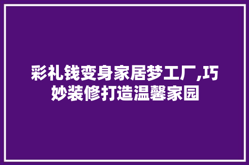 彩礼钱变身家居梦工厂,巧妙装修打造温馨家园