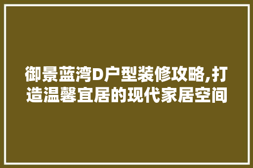御景蓝湾D户型装修攻略,打造温馨宜居的现代家居空间