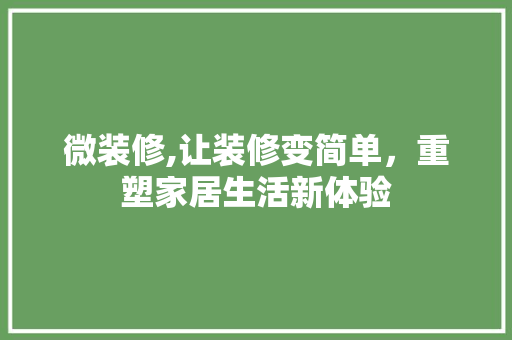 微装修,让装修变简单，重塑家居生活新体验