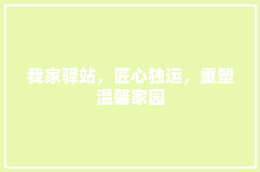 我家驿站，匠心独运，重塑温馨家园