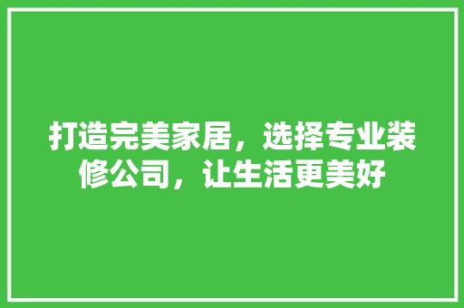 打造完美家居，选择专业装修公司，让生活更美好