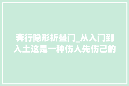 奔行隐形折叠门_从入门到入土这是一种伤人先伤己的奇门兵器