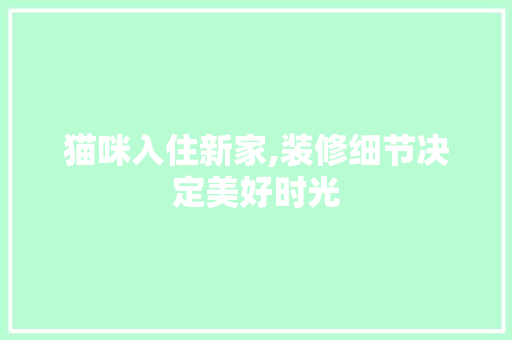 猫咪入住新家,装修细节决定美好时光