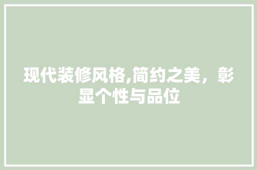 现代装修风格,简约之美，彰显个性与品位