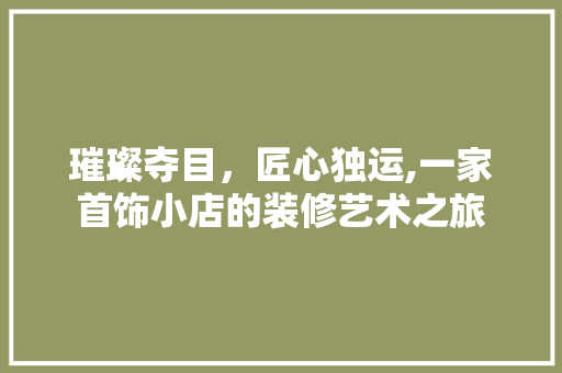璀璨夺目，匠心独运,一家首饰小店的装修艺术之旅