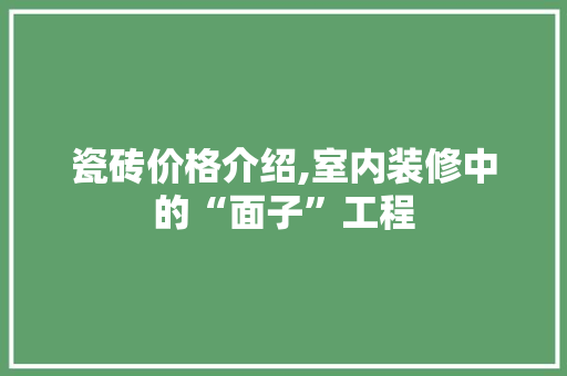 瓷砖价格介绍,室内装修中的“面子”工程