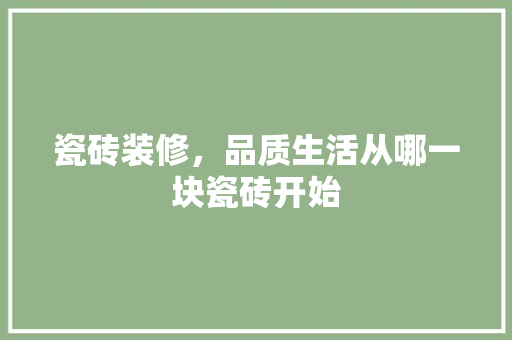 瓷砖装修，品质生活从哪一块瓷砖开始