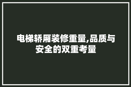 电梯轿厢装修重量,品质与安全的双重考量