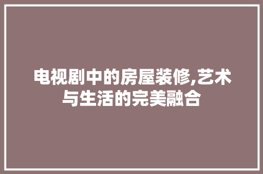 电视剧中的房屋装修,艺术与生活的完美融合