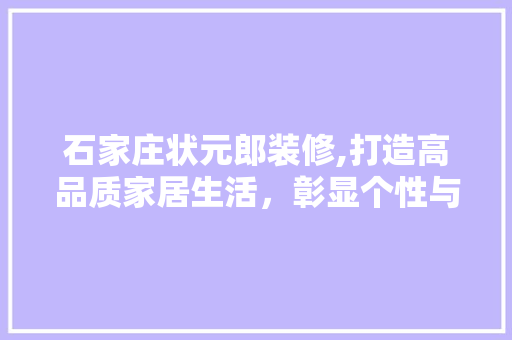 石家庄状元郎装修,打造高品质家居生活，彰显个性与品味
