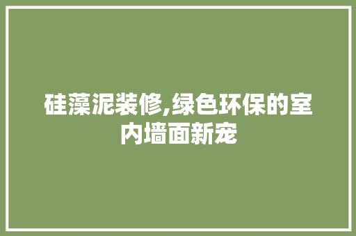 硅藻泥装修,绿色环保的室内墙面新宠