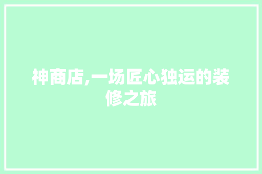 神商店,一场匠心独运的装修之旅