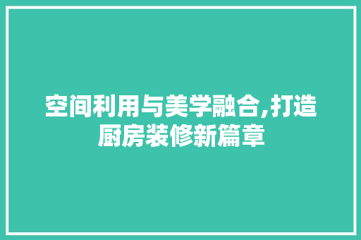 空间利用与美学融合,打造厨房装修新篇章