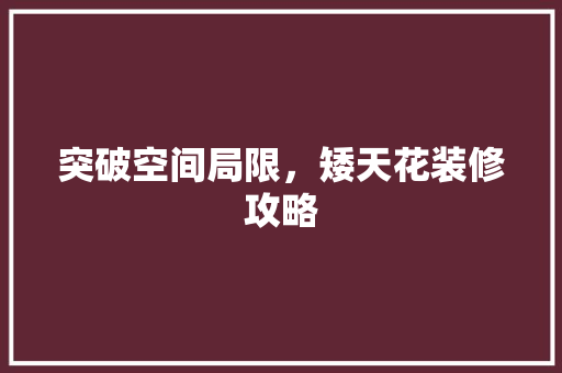 突破空间局限，矮天花装修攻略