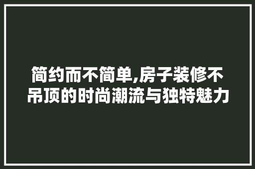简约而不简单,房子装修不吊顶的时尚潮流与独特魅力