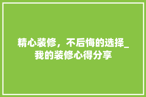 精心装修，不后悔的选择_我的装修心得分享