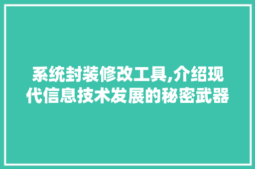 系统封装修改工具,介绍现代信息技术发展的秘密武器