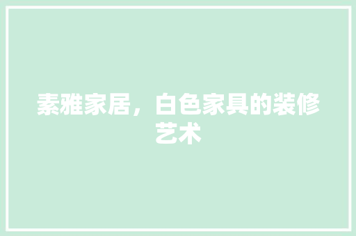 素雅家居，白色家具的装修艺术