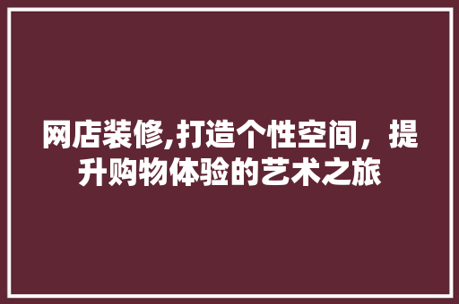 网店装修,打造个性空间，提升购物体验的艺术之旅