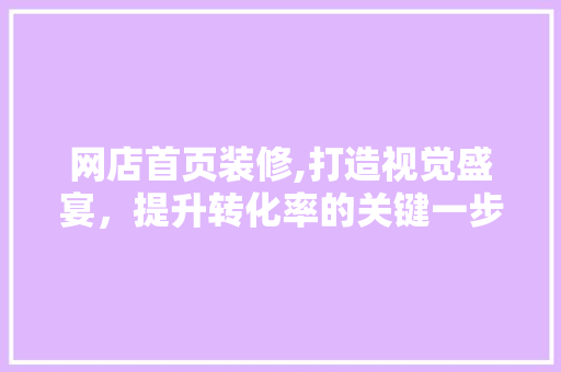 网店首页装修,打造视觉盛宴，提升转化率的关键一步