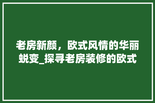 老房新颜，欧式风情的华丽蜕变_探寻老房装修的欧式魅力