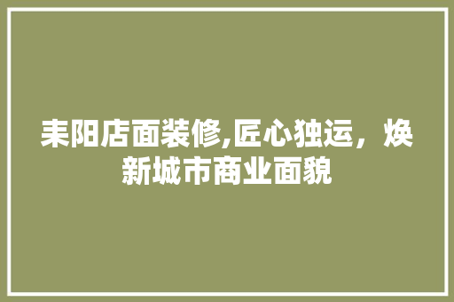 耒阳店面装修,匠心独运，焕新城市商业面貌