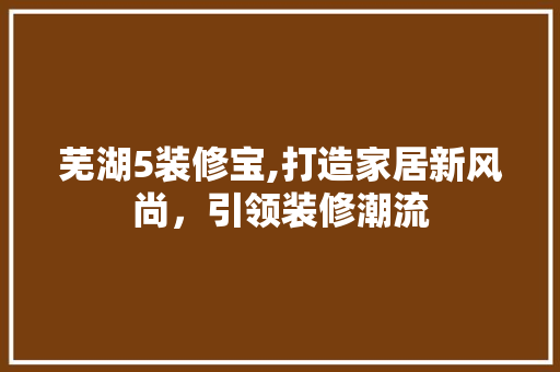 芜湖5装修宝,打造家居新风尚，引领装修潮流