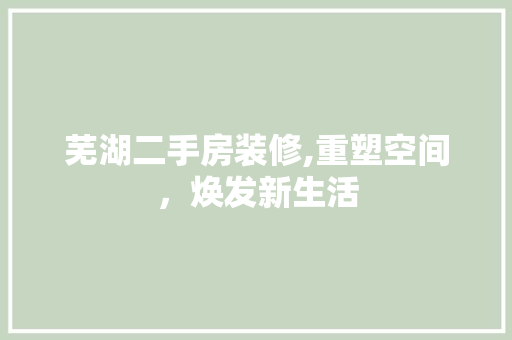 芜湖二手房装修,重塑空间，焕发新生活