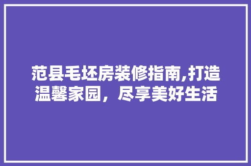 范县毛坯房装修指南,打造温馨家园，尽享美好生活