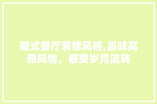 藏式餐厅装修风格,品味高原风情，感受岁月流转