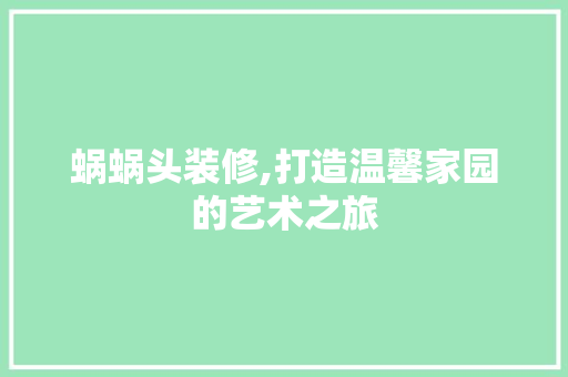 蜗蜗头装修,打造温馨家园的艺术之旅