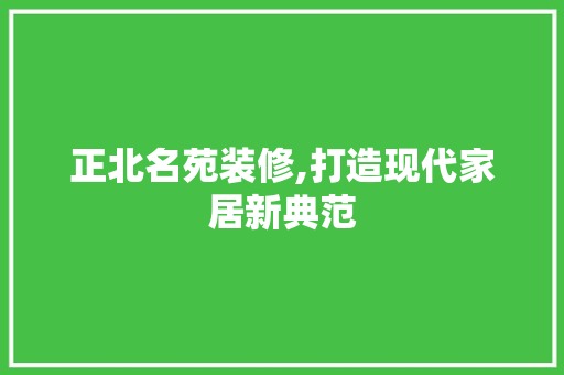 正北名苑装修,打造现代家居新典范