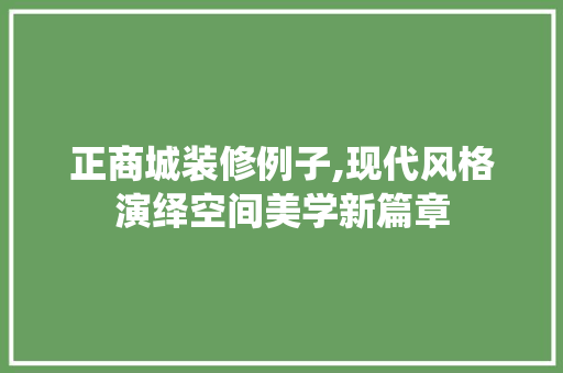 正商城装修例子,现代风格演绎空间美学新篇章