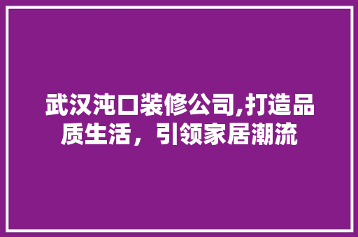 武汉沌口装修公司,打造品质生活，引领家居潮流
