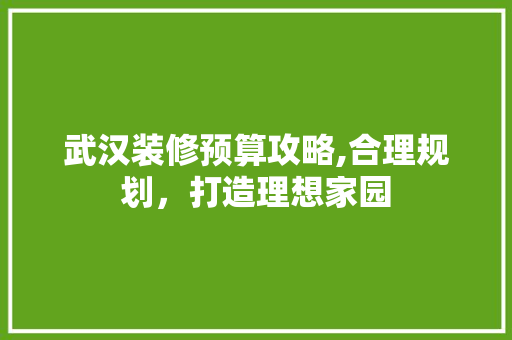 武汉装修预算攻略,合理规划，打造理想家园