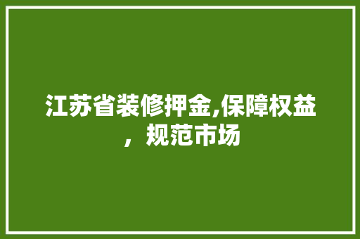江苏省装修押金,保障权益，规范市场