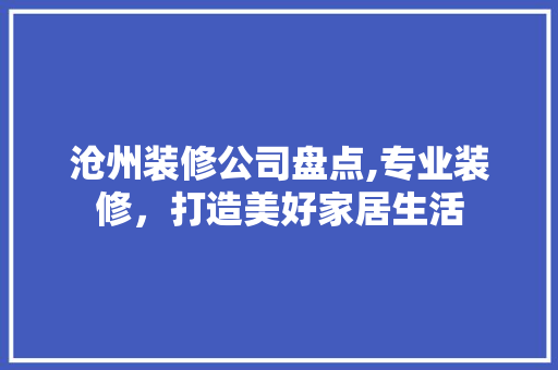 沧州装修公司盘点,专业装修，打造美好家居生活