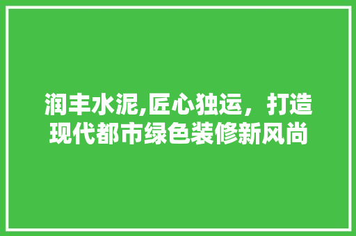 润丰水泥,匠心独运，打造现代都市绿色装修新风尚