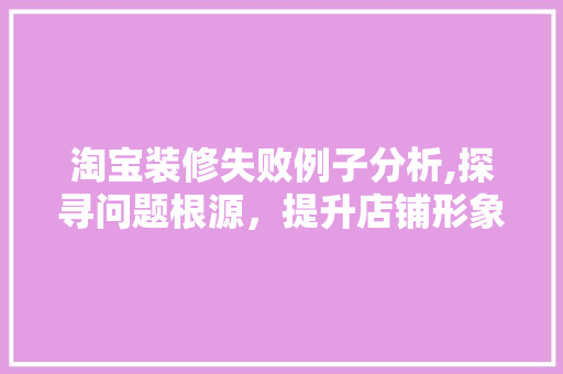 淘宝装修失败例子分析,探寻问题根源，提升店铺形象