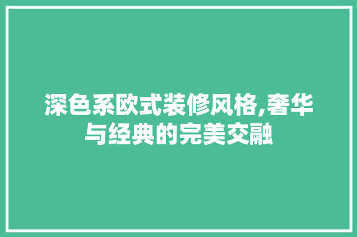 深色系欧式装修风格,奢华与经典的完美交融